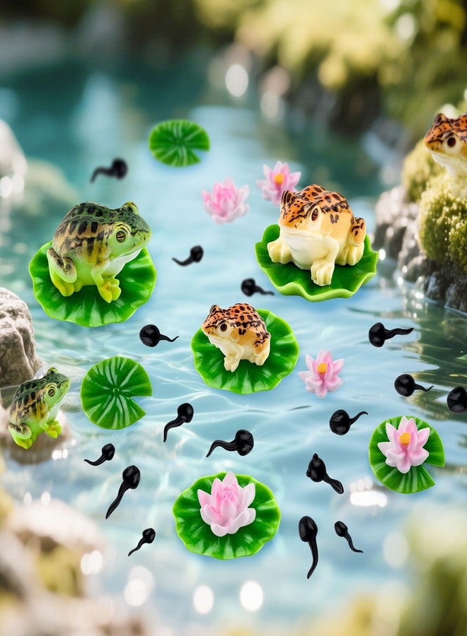 Puideon 30 Pcs Pond Accessories,Miniature Tadpoles Lotus Lily Pads for Outdoor Pond Pool Garden Water Decoration - Image 3